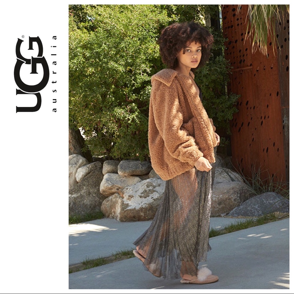 New UGG Kaley Teddy Bear Faux Fur Coat - Picture 6 of 16